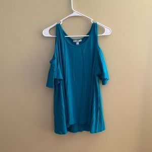 Marine blue cold shoulder top